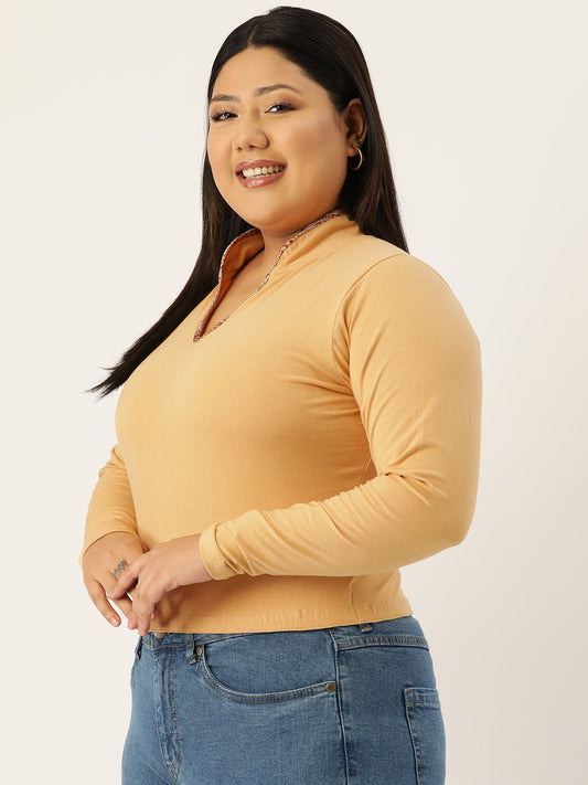 Plus Size Cotton Knitted Crop Top