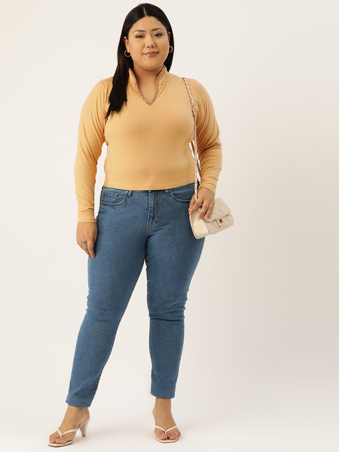 Plus Size Cotton Knitted Crop Top