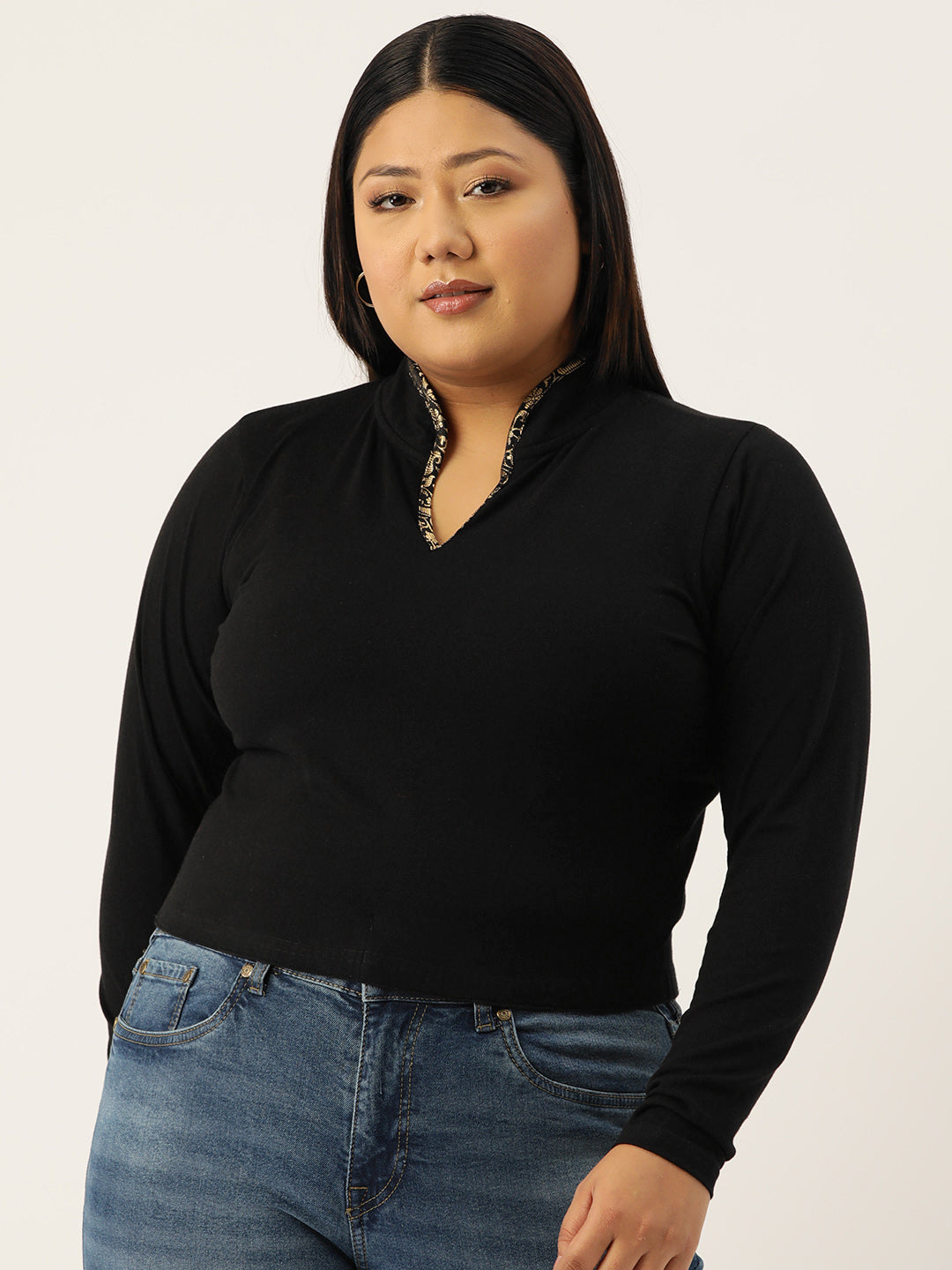 Plus Size Cotton Knitted Crop Top