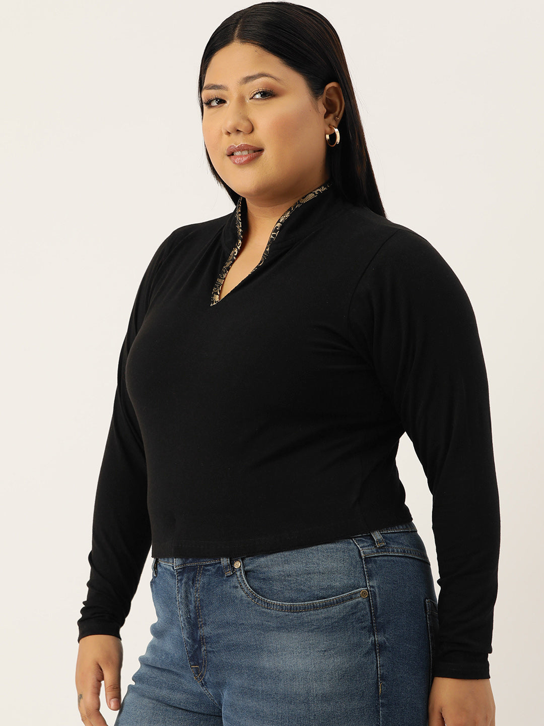 Plus Size Cotton Knitted Crop Top
