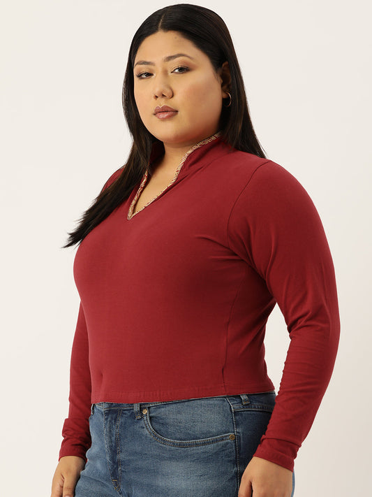 Plus Size Cotton Knitted Crop Top
