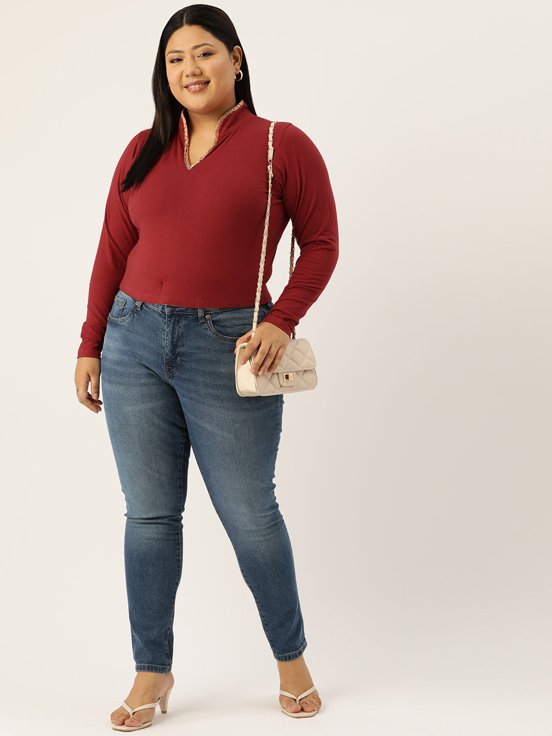Plus Size Cotton Knitted Crop Top
