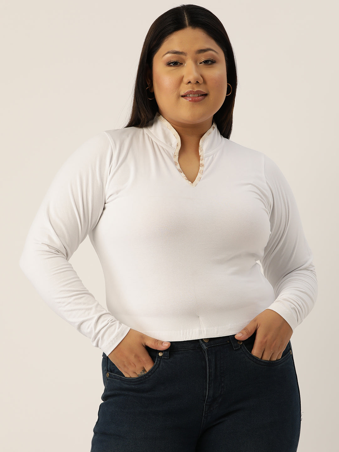 Plus Size Cotton Knitted Crop Top