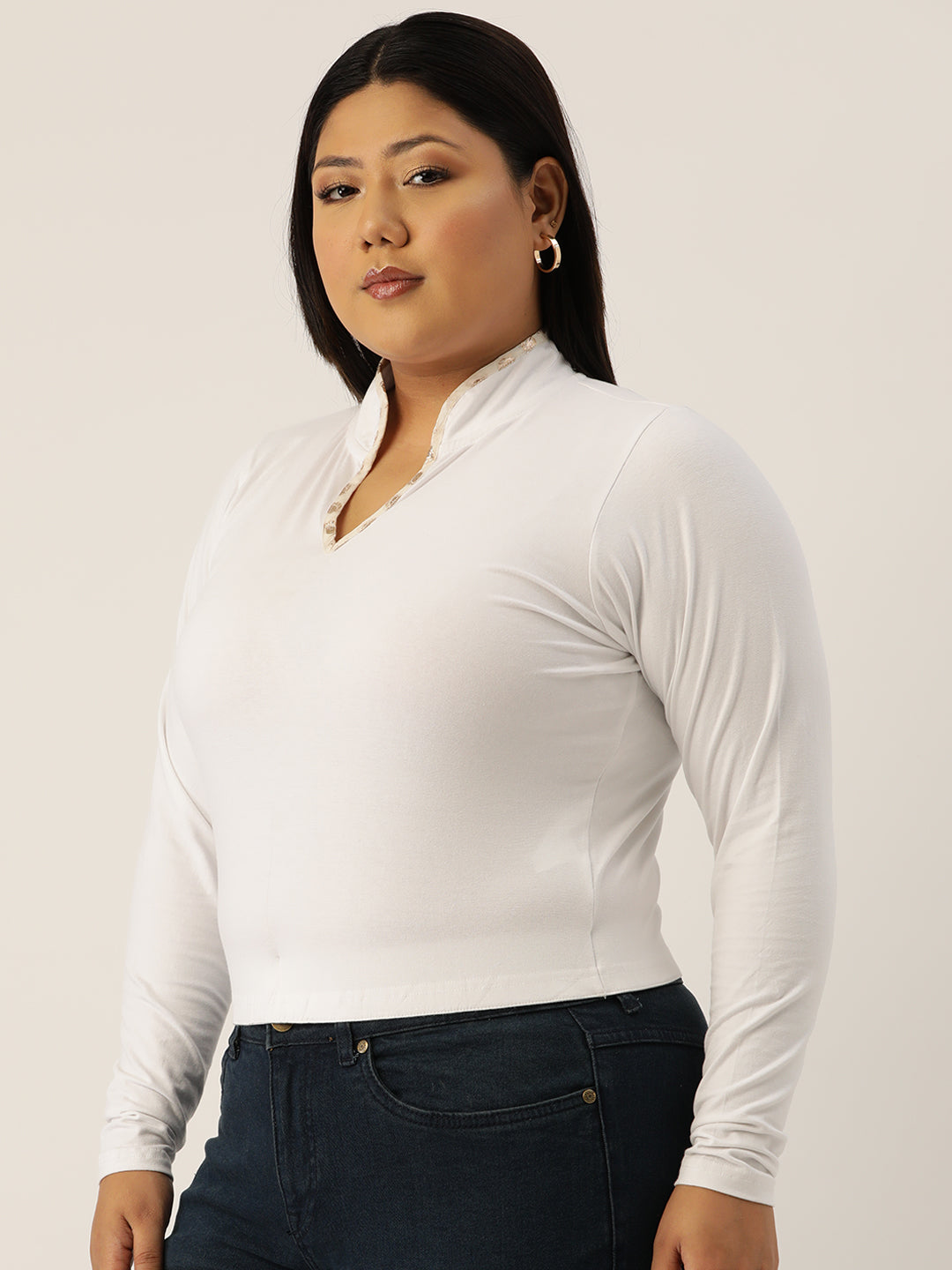 Plus Size Cotton Knitted Crop Top