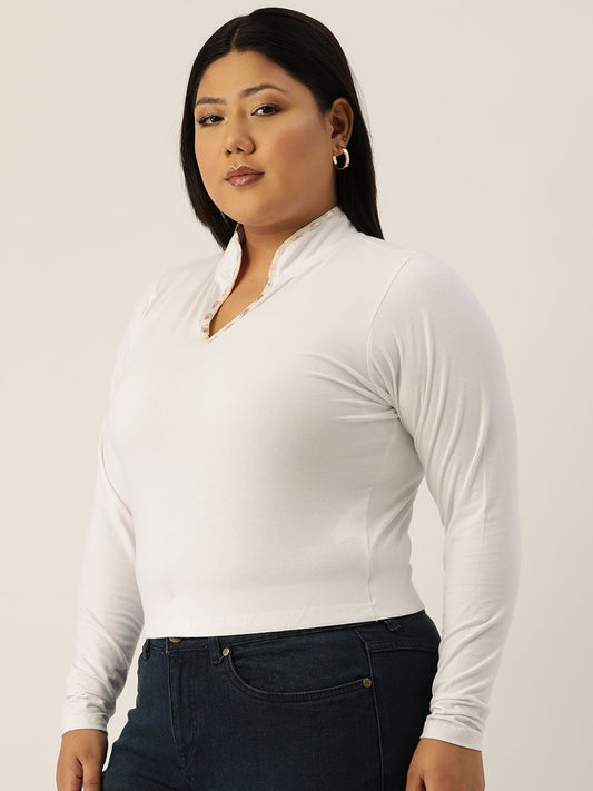 Plus Size Cotton Knitted Crop Top