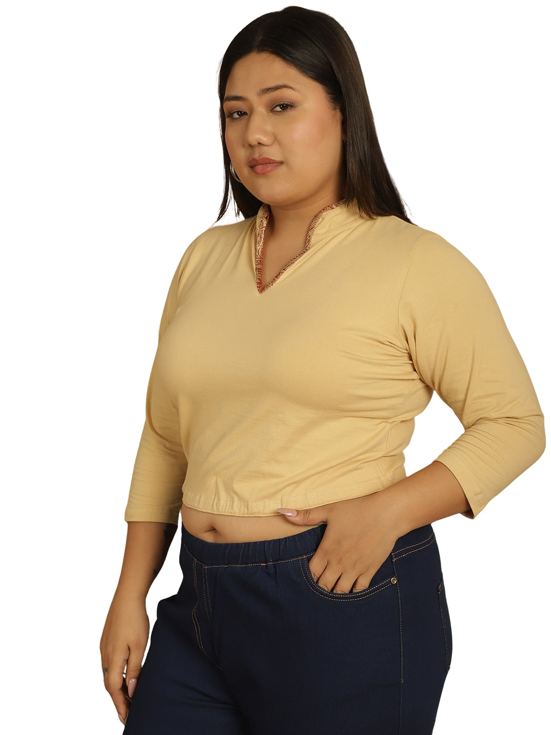 Plus Size Cotton Knitted Crop Top