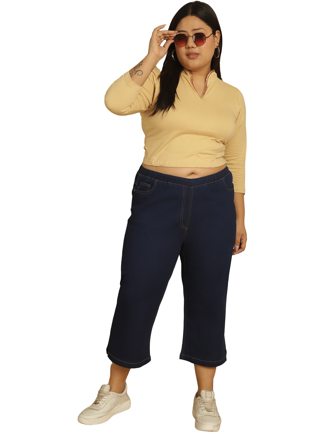 Plus Size Cotton Knitted Crop Top
