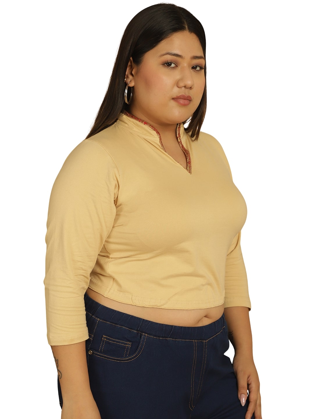 Plus Size Cotton Knitted Crop Top