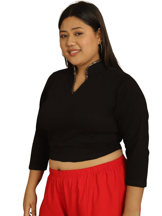 Plus Size Cotton Knitted Crop Top