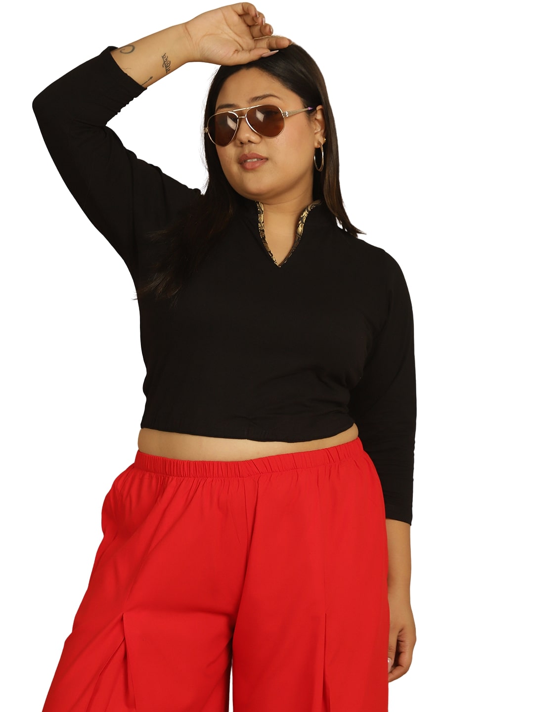 Plus Size Cotton Knitted Crop Top
