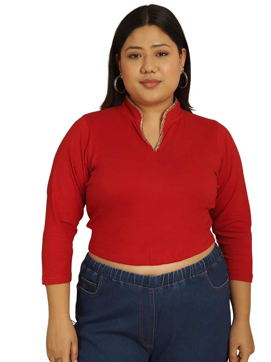 Plus Size Cotton Knitted Crop Top