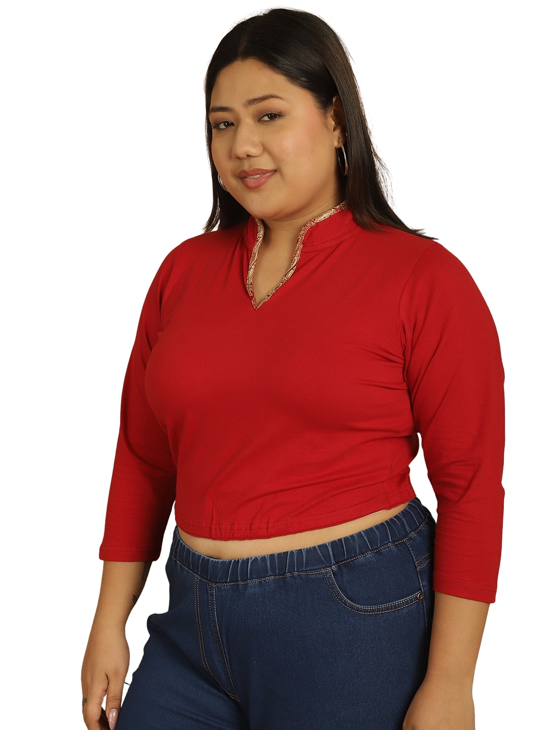 Plus Size Cotton Knitted Crop Top