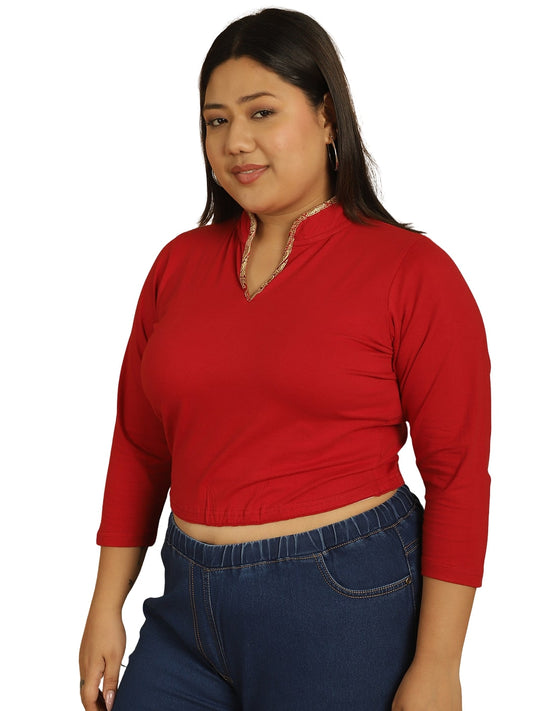 Plus Size Cotton Knitted Crop Top