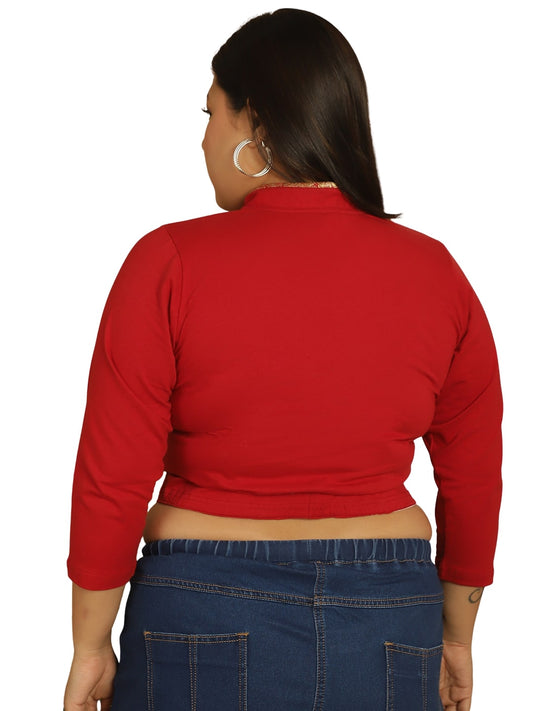 Plus Size Cotton Knitted Crop Top