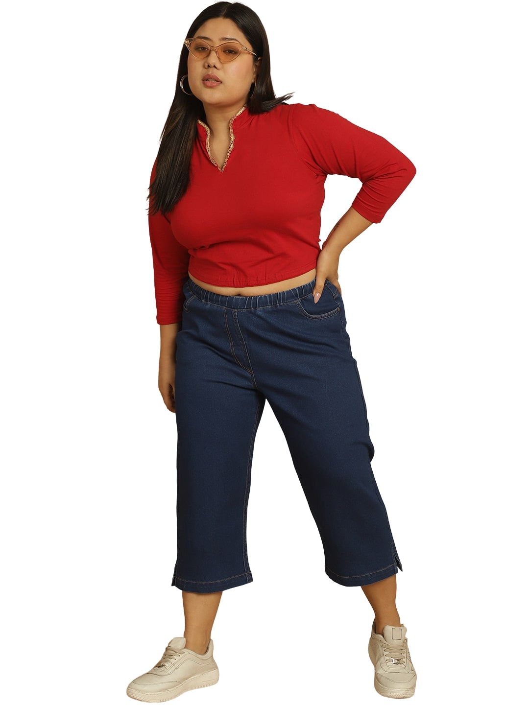Plus Size Cotton Knitted Crop Top