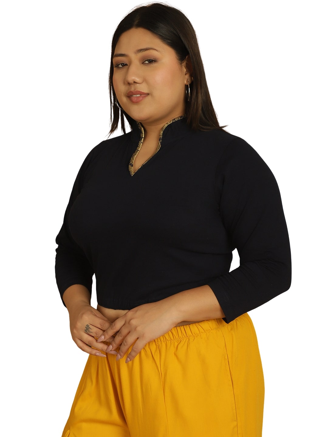 Plus Size Cotton Knitted Crop Top