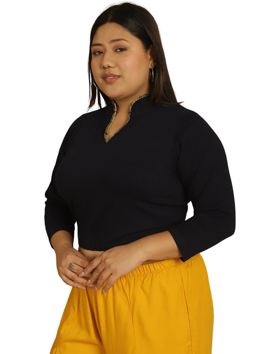 Plus Size Cotton Knitted Crop Top