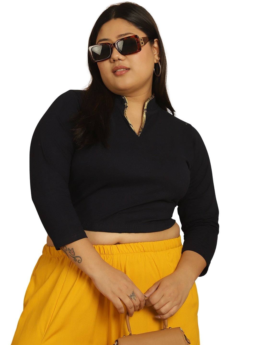 Plus Size Cotton Knitted Crop Top
