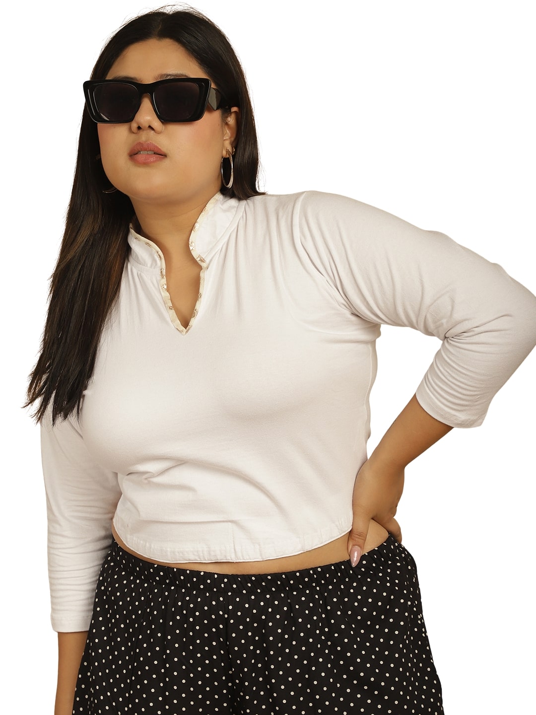 Plus Size Cotton Knitted Crop Top