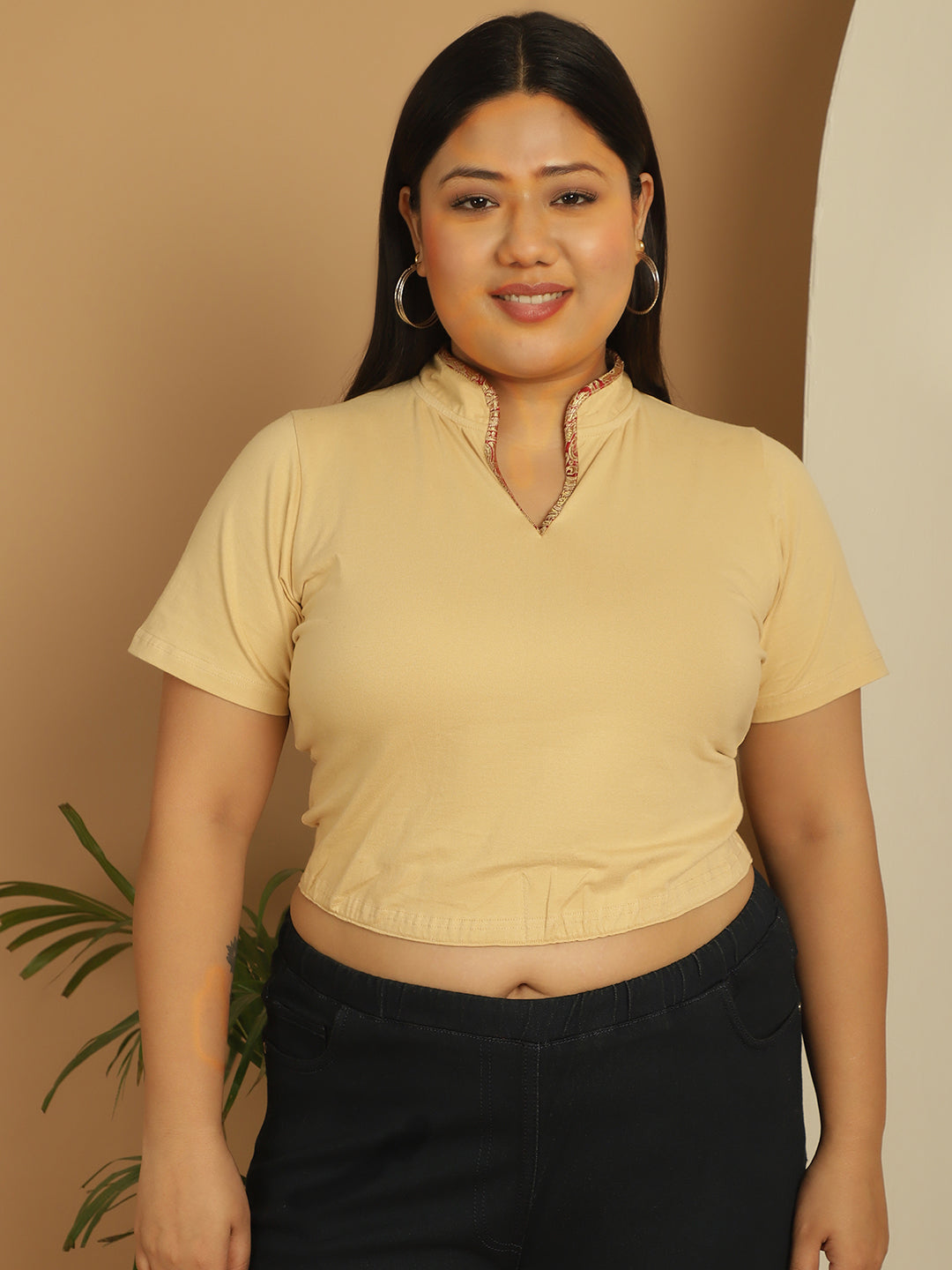 Plus Size Cotton Knitted Crop Top