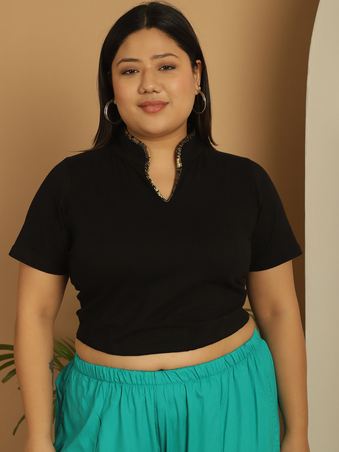 Plus Size Cotton Knitted Crop Top