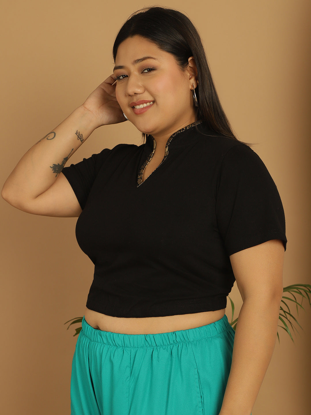 Plus Size Cotton Knitted Crop Top