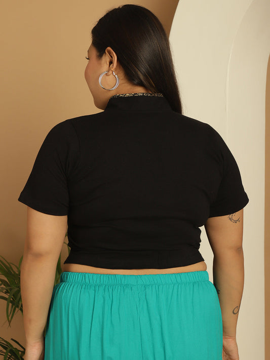 Plus Size Cotton Knitted Crop Top
