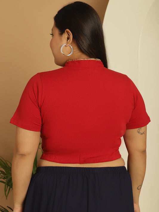 Plus Size Cotton Knitted Crop Top