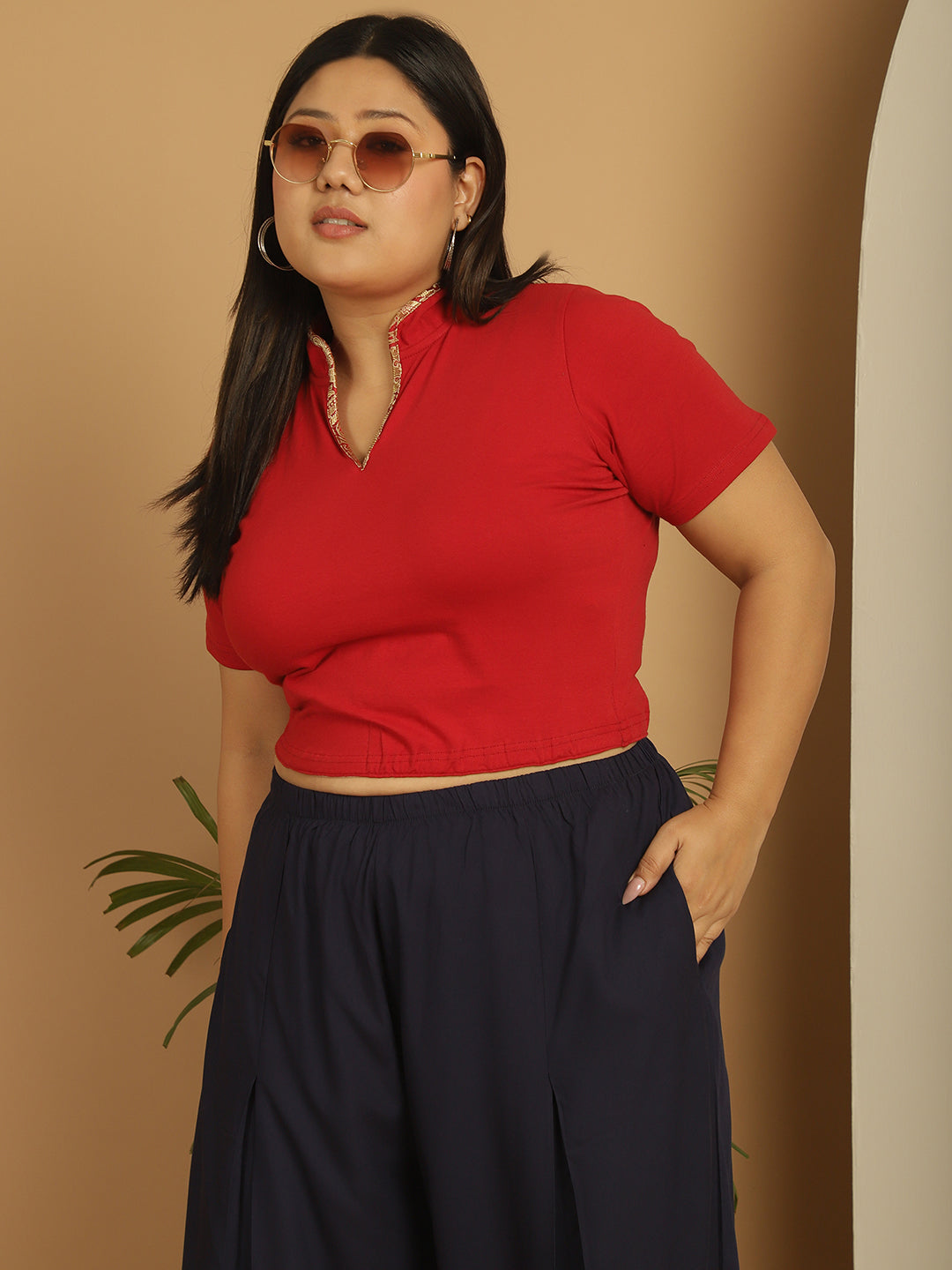 Plus Size Cotton Knitted Crop Top
