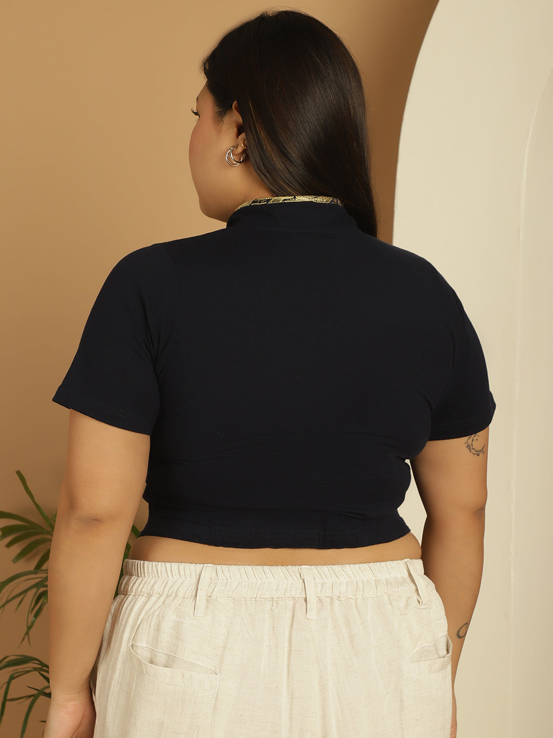 Plus Size Cotton Knitted Crop Top