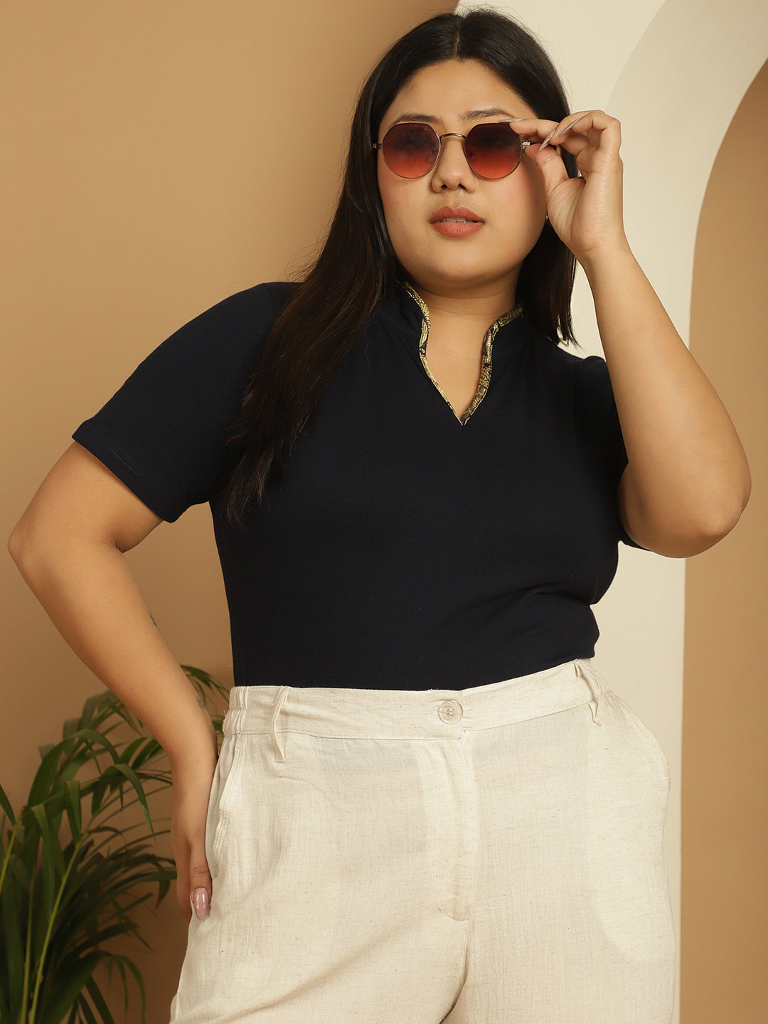 Plus Size Cotton Knitted Crop Top