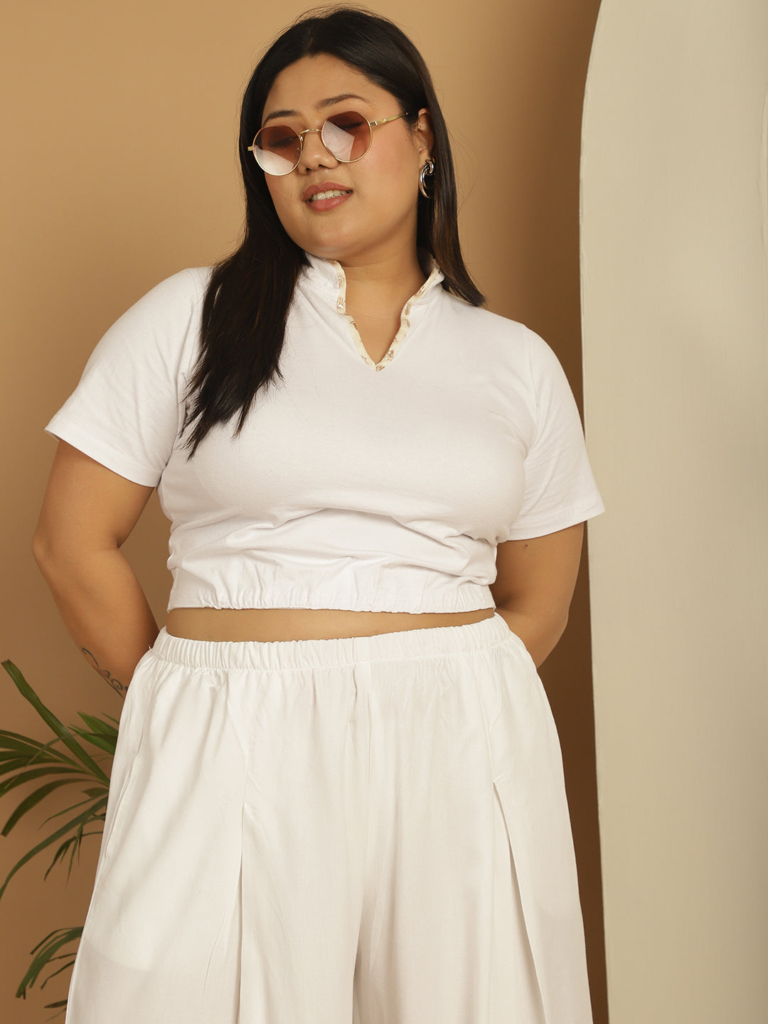 Plus Size Cotton Knitted Crop Top