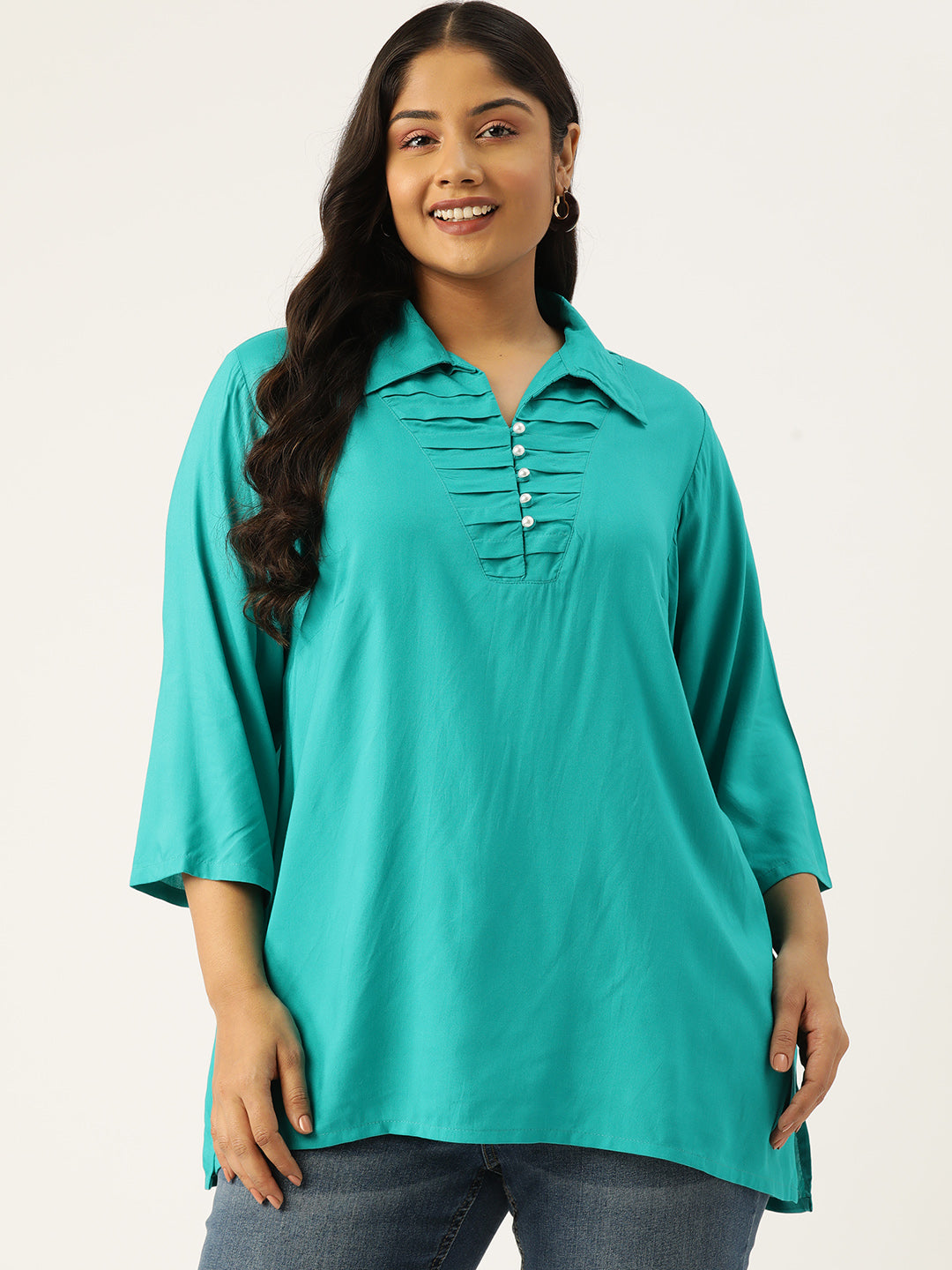 Plus Size Longline Woven Top