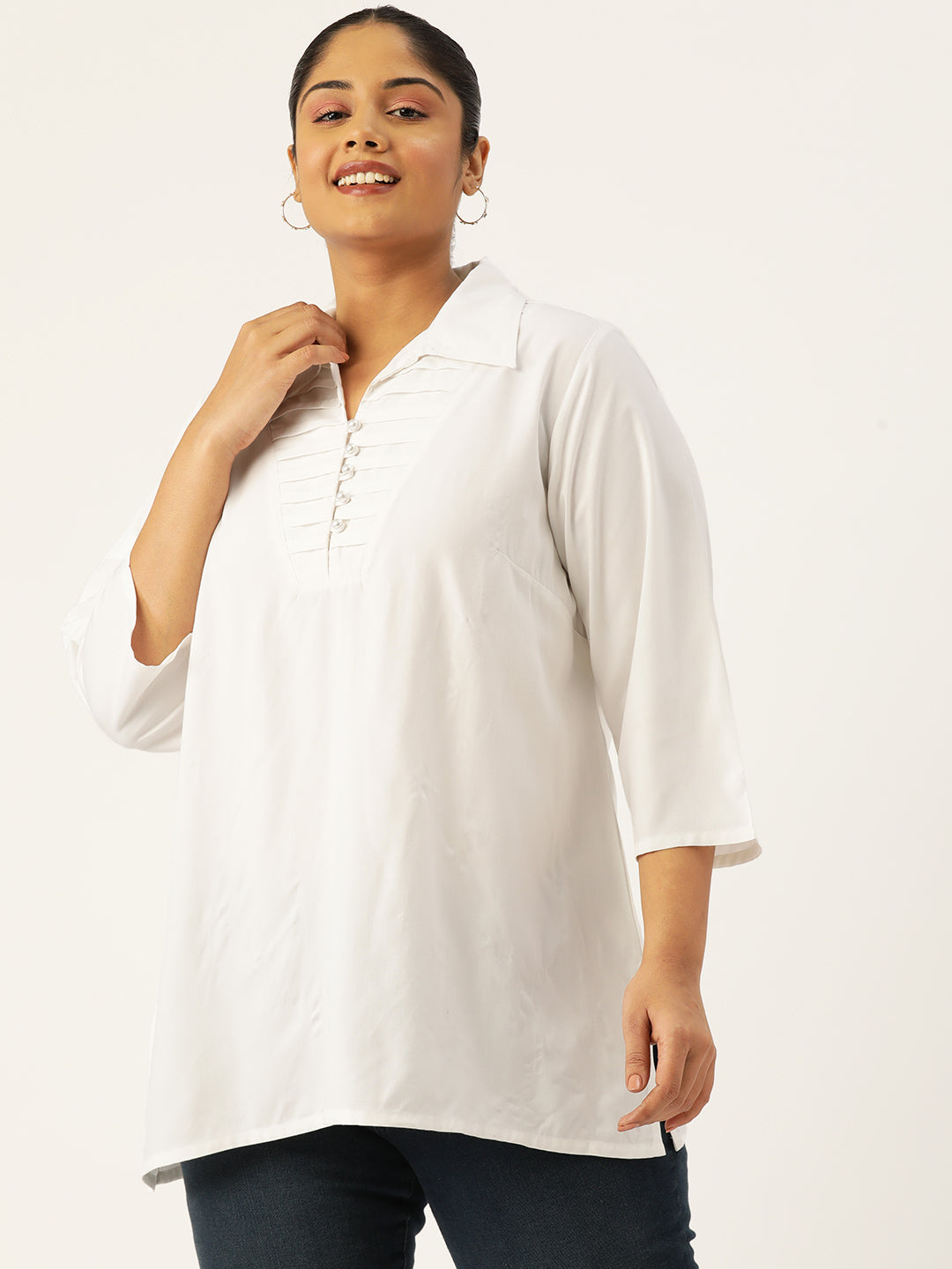 Plus Size Longline Woven Top