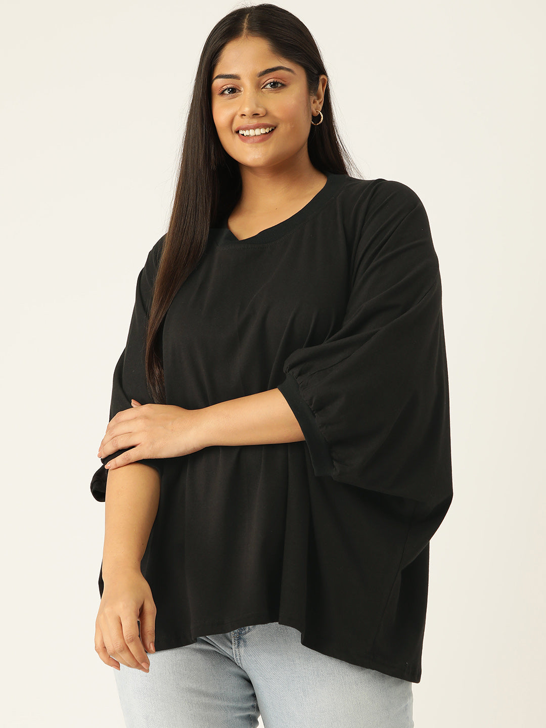Plus Size Cotton Knitted Longline Top