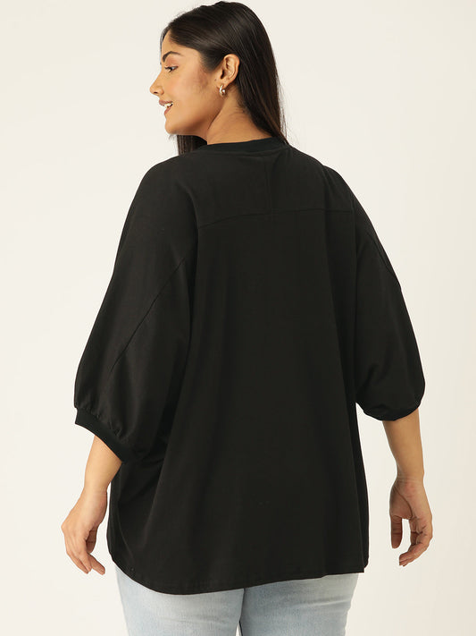 Plus Size Cotton Knitted Longline Top