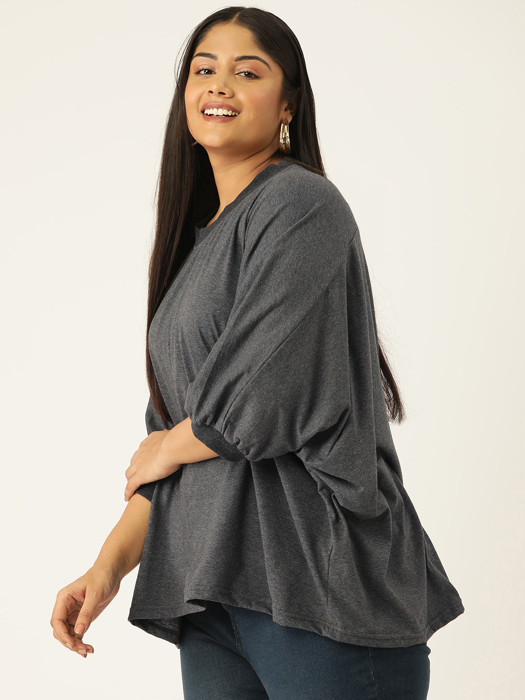 Plus Size Cotton Knitted Longline Top