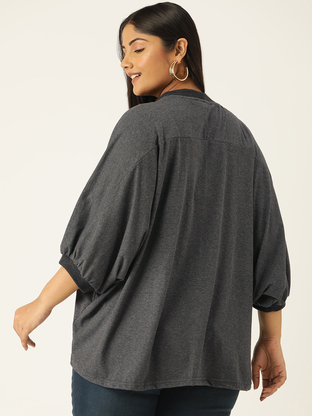 Plus Size Cotton Knitted Longline Top
