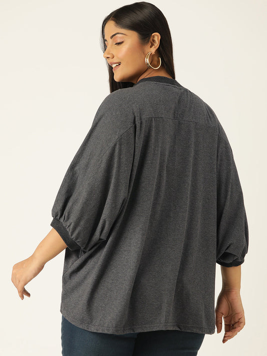 Plus Size Cotton Knitted Longline Top