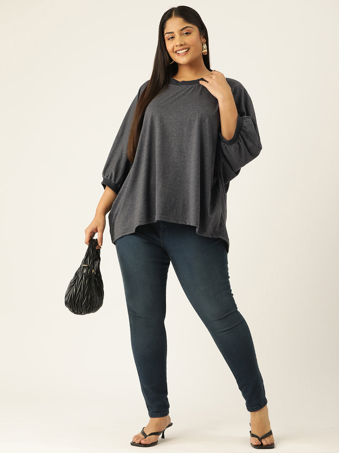 Plus Size Cotton Knitted Longline Top