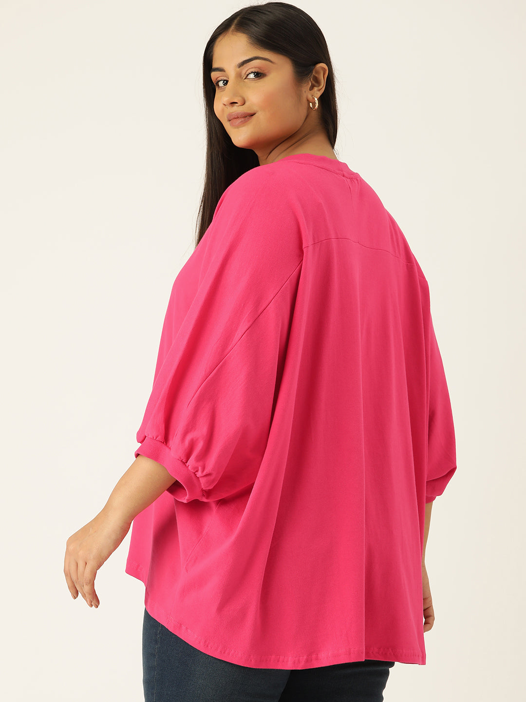 Plus Size Cotton Knitted Longline Top