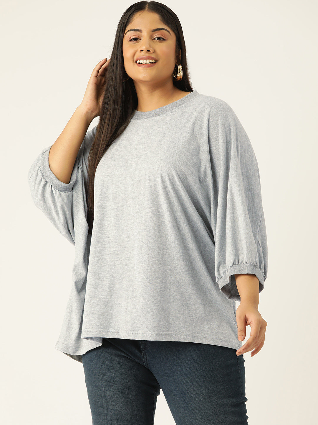 Plus Size Cotton Knitted Longline Top