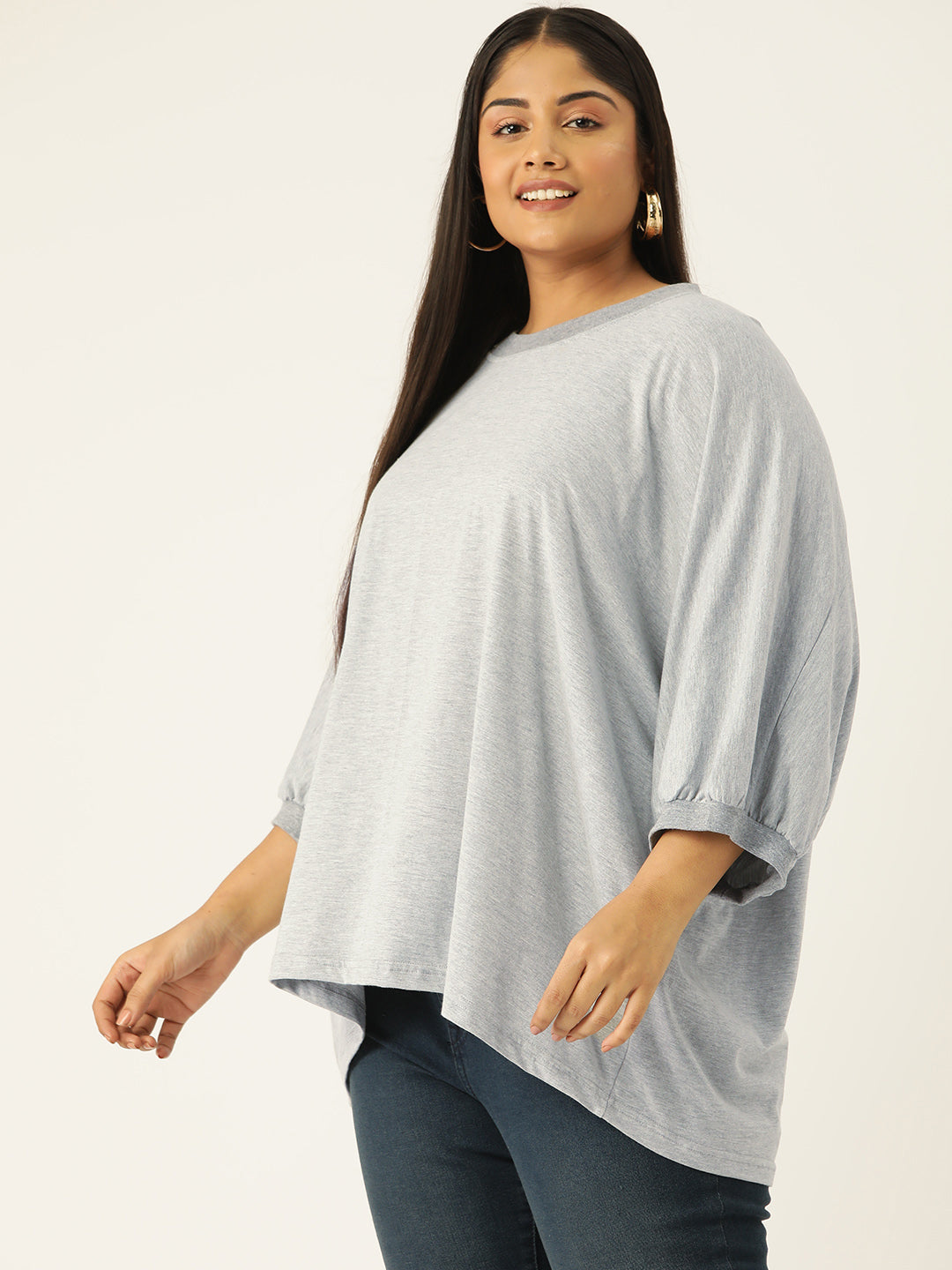 Plus Size Cotton Knitted Longline Top