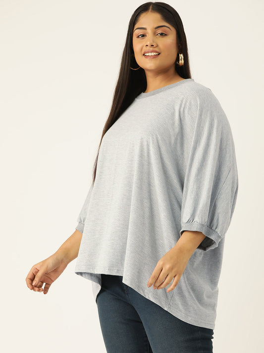 Plus Size Cotton Knitted Longline Top