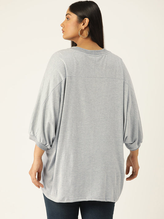 Plus Size Cotton Knitted Longline Top