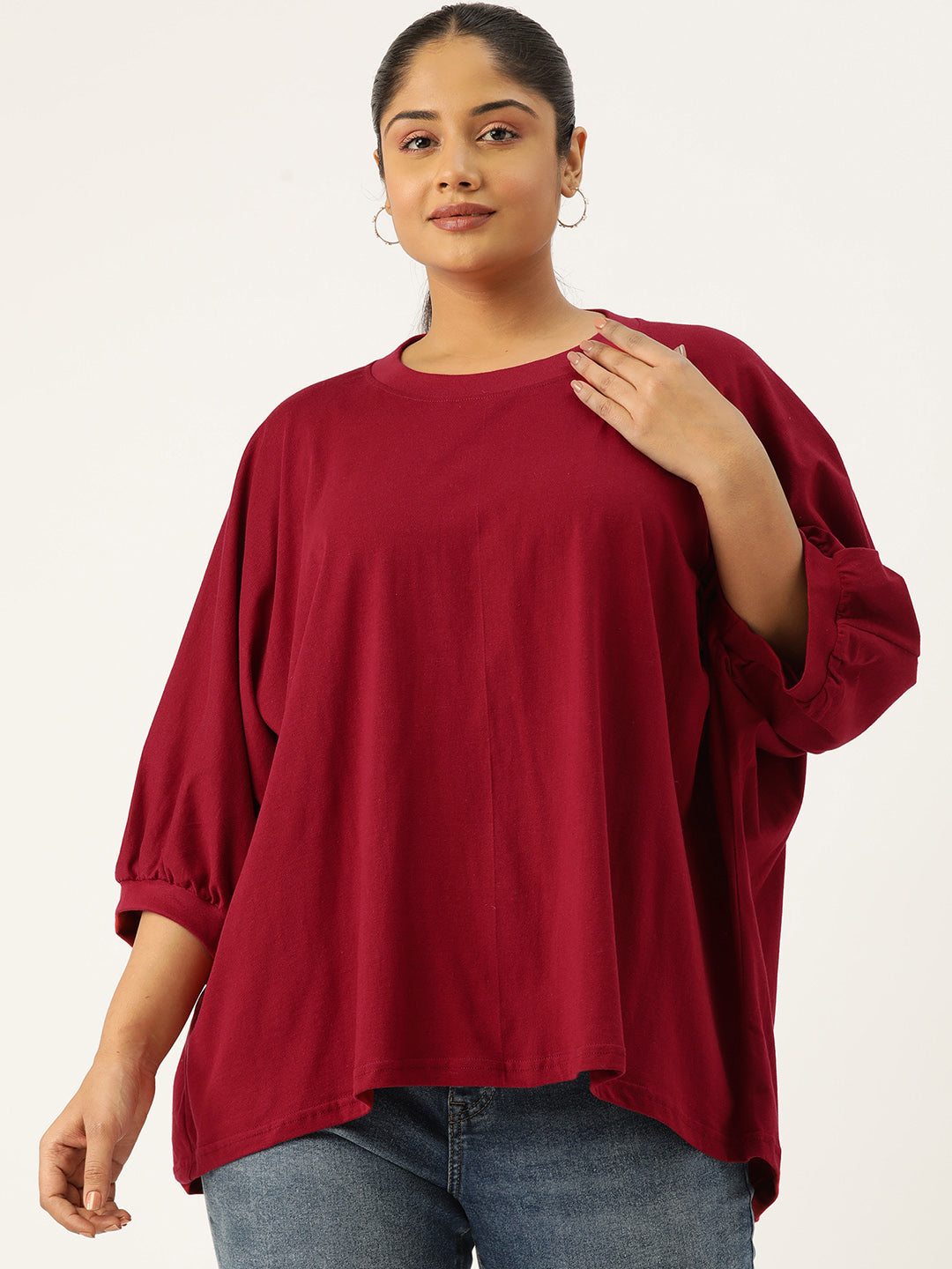Plus Size Cotton Knitted Longline Top