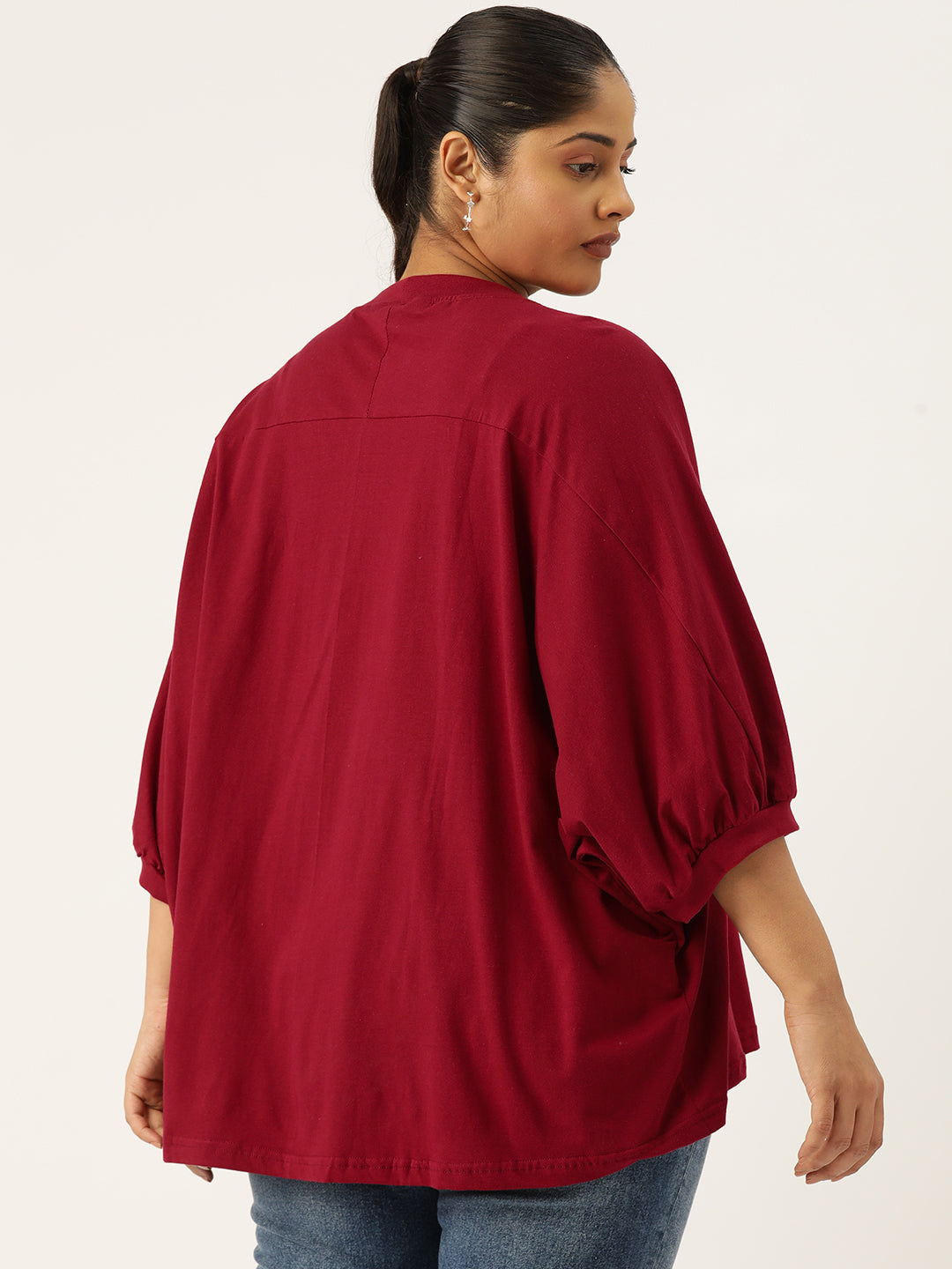 Plus Size Cotton Knitted Longline Top