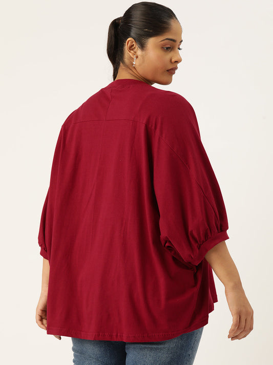 Plus Size Cotton Knitted Longline Top