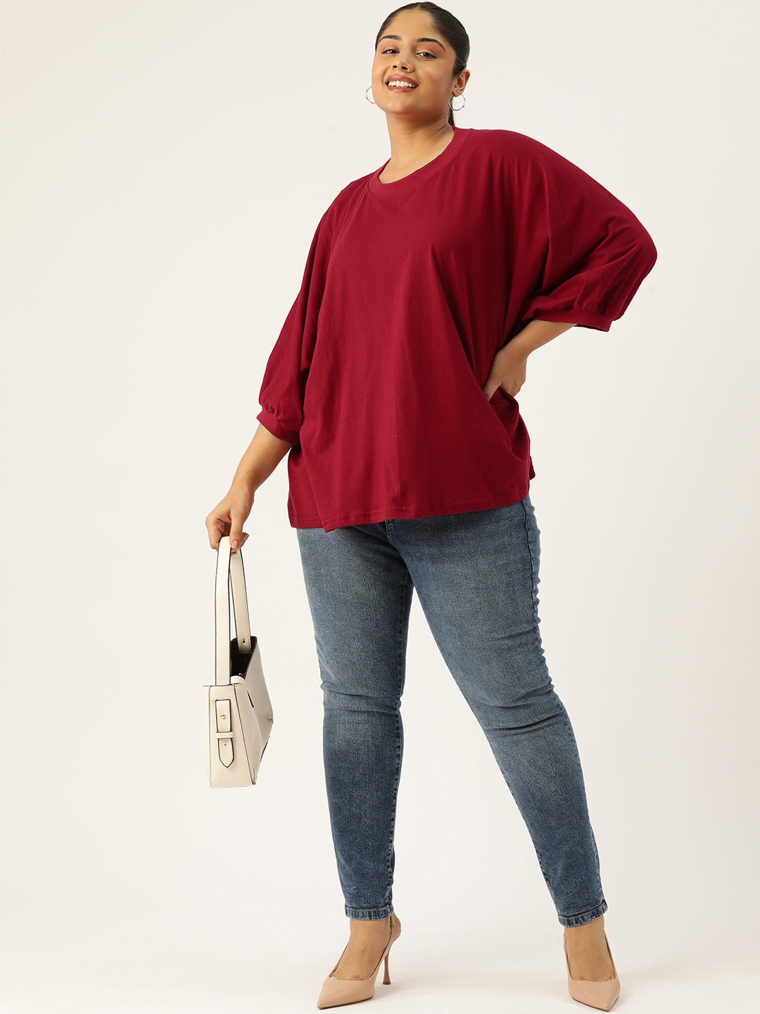 Plus Size Cotton Knitted Longline Top