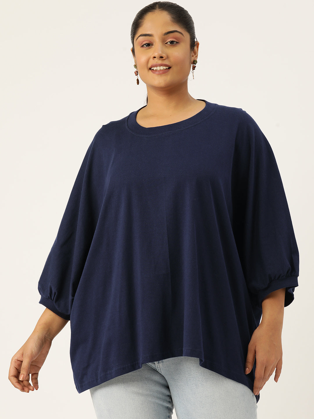 Plus Size Cotton Knitted Longline Top